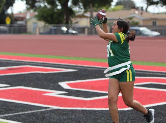 Inland Empire Southern California flag football by John Murphy 4-7-23 A Cajon player hauls one in